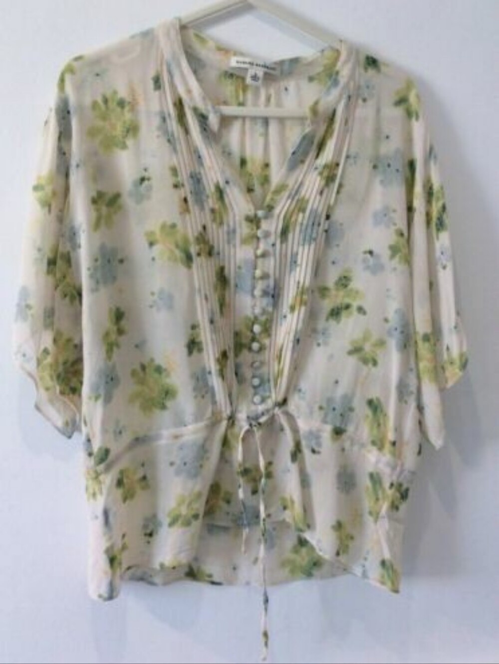 BANANA REPUBLIC Sheer Floral Pintuck Blouse S